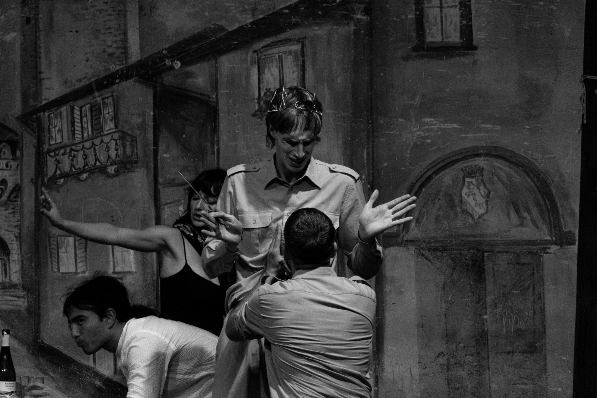 Gli interpreti nella scena del fantasma di Macbett a Cavagnolo